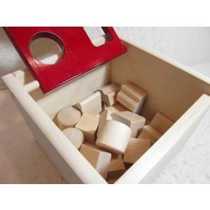 木のおもちゃ 木製 知育玩具　型はめ　 送料無料　 Mポストボックス（赤） 出産祝い｜omochanokunioz