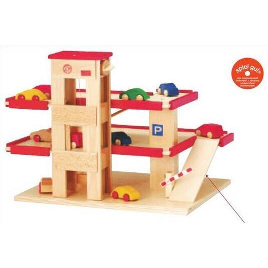 BECK社・立体駐車場（リフト付）・赤　ドイツ　木製