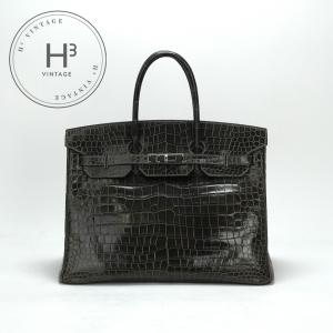 Birkin エルメス バーキン35 □K刻印 2007年製 クロコダイル ポロサス