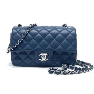 シャネル CHANEL ミニマトラッセ ミニマトラッセ ミニマト マトラッセ20 バッグ ショルダーバッグ ラムスキン ネイビー シルバー金具｜omoio