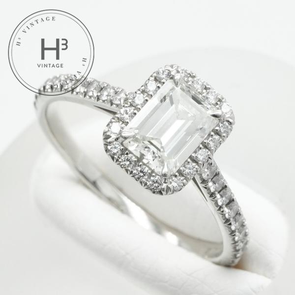 ティファニー TIFFANY&amp;Co. エメラルド カット エンゲージメント リング ダイヤモンド プ...