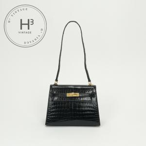 エルメス HERMES ケリー20 ミニケリー バッグ トートバッグ ショルダーバッグ ポロサス クロコダイル ノワール Noir