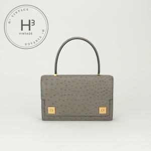 エルメス HERMES ピアノ ピアノ 25 バッグ トートバッグ オーストリッチ ムース Mousse グレー Gray ゴールド金具