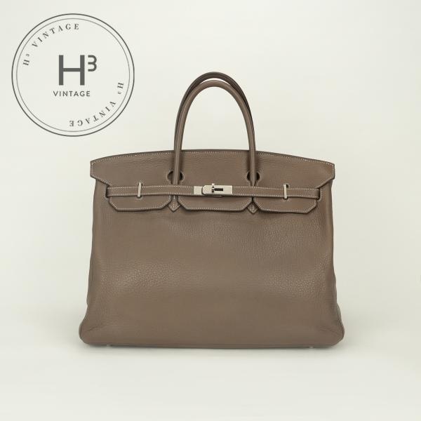 エルメス HERMES バーキン40 バッグ トートバッグ トリヨンクレマンス エトゥープ Etou...