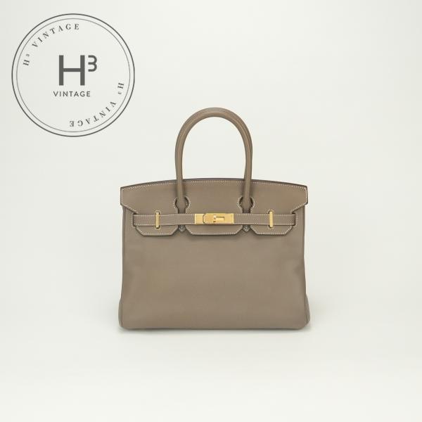 エルメス HERMES バーキン30 バッグ トートバッグ エプソン エトゥープ Etoupe グレ...
