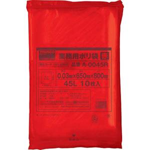 TRUSCO 業務用ポリ袋 厚み0.03X45L 赤 10枚入 A-0045R