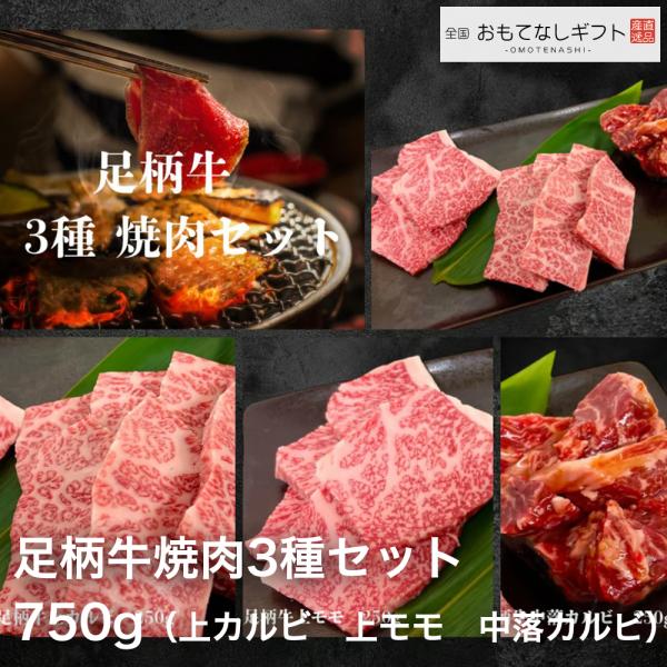 足柄牛焼肉3種セット　750g（上カルビ　上モモ　中落カルビ）