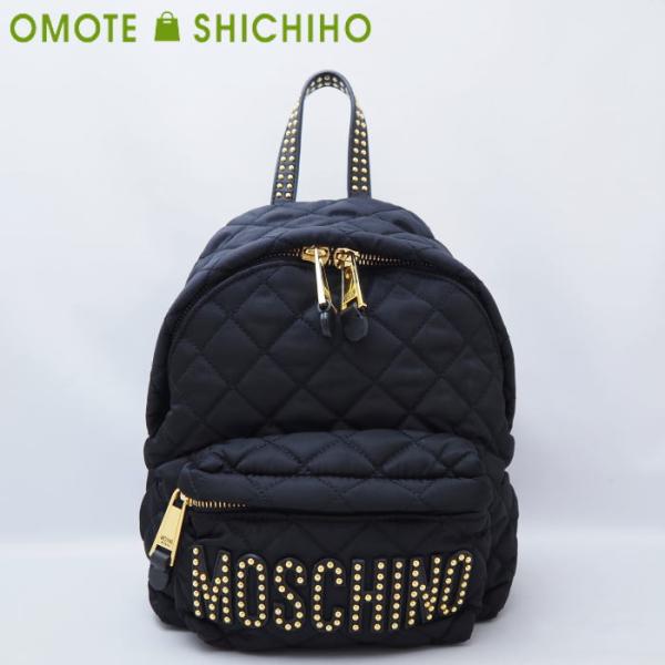 MOSCHINO モスキーノ バックパック ミニリュック ナイロン キルティング 黒 ブラック レデ...