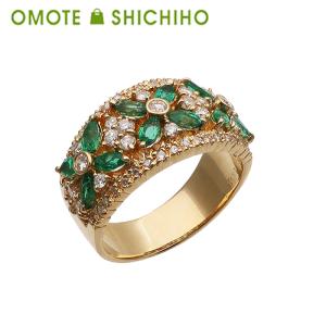新品同様 リング 指輪 K18イエローゴールド エメラルド 0.43ct 