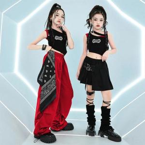 キッズ ダンス衣装 黒 トップス スカート レ...の詳細画像3