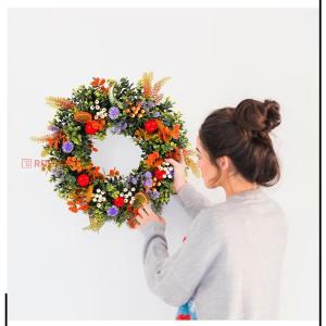 フラワーリース 玄関 春夏 造花 北欧風 壁掛...の詳細画像5