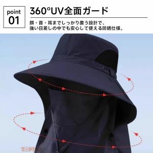 UVカット サンシェードハット 360度UV対...の詳細画像2