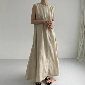 綿麻リネン ワンピース レディース マキシ丈 ...の詳細画像2
