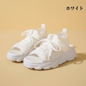 メッシュサンダル レディース ブラック 厚底 ...の詳細画像2