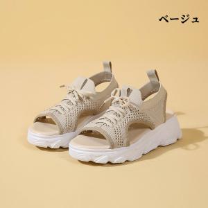 メッシュサンダル レディース ブラック 厚底 ...の詳細画像4