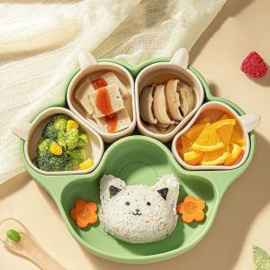 ベビー食器 吸盤付き 離乳食プレート 猫型デザ...の詳細画像1