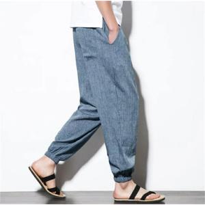 サルエルパンツ メンズ 春夏 綿麻 リネン ワ...の詳細画像5