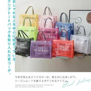 PVC 透明 クリアトート プールバッグ 防水...の詳細画像1