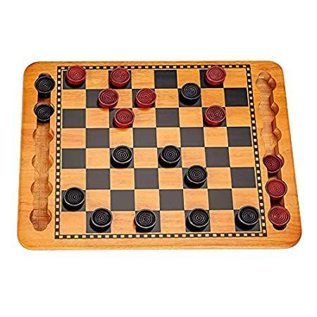 【送料無料】WE Games Solid Wood Checkers Set - Red &amp; Bla...
