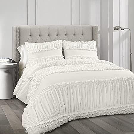 【送料無料】Nova Ruffle Comforter White 3Pc Set King