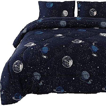 ENJOHOS 3PCS Galaxy Comforter Set Blue Celestial S...