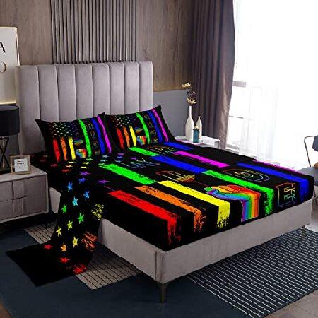 American Flag Sheet Set Queen,Rainbow Stripes Bed ...
