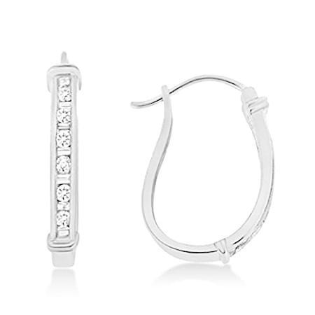 送料無料Natalia Drake オーバルラウンドバゲット 1/2カラット ダイヤモンドフープイヤ...