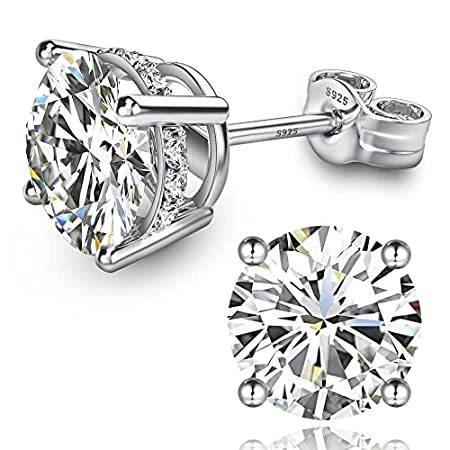 送料無料18K White Gold Plated Sterling Silver Round Cu...