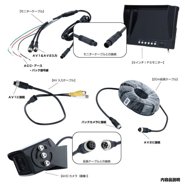 直送品 ジェットイノウエ 9インチＩＰＳモニター&amp;ＡＨＤバックカメラＳＥＴ 592915  ※代引・...