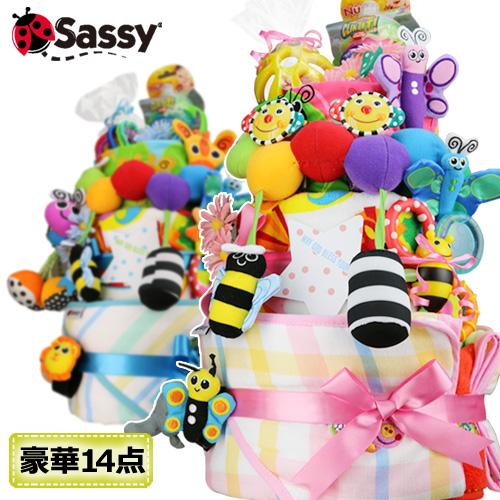 身長計付きバスタオル おむつケーキ オムツケーキ 出産祝い 出産祝 Sassy スーパーDX3段 お...