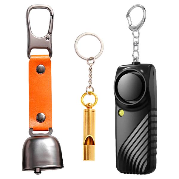【熊鈴＋防犯ブザー＋ホイッスル】安全3点セット｜登山 熊よけ・夜道 防犯・非常時に｜消音マグネット熊...