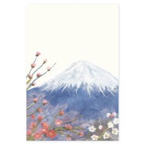 絵葉書 ポストカード 冬 おしゃれ 和紙 手紙 メッセージ 季節のはがき 梅と富士 日本のお土産 インテリア めでたやの商品画像