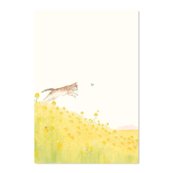 絵葉書 ポストカード 春 おしゃれ 和紙 手紙 メッセージ 季節のはがき 菜の花と猫 ギフト 日本の...