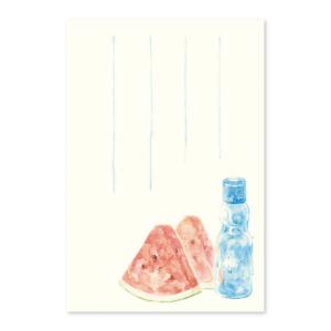 絵葉書 ポストカード おしゃれ 和紙【季節のはがき すいかとラムネ】手紙 暑中見舞い 夏 ギフト お土産 インテリア めでたや/ネコポス対応
