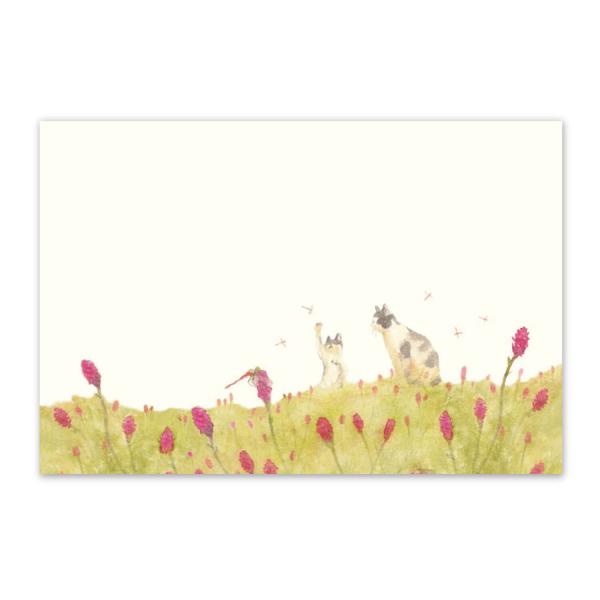 絵葉書 ポストカード 秋 季節のはがき 吾亦紅と猫 おしゃれ 和紙 手紙 ギフト 日本のお土産 イン...