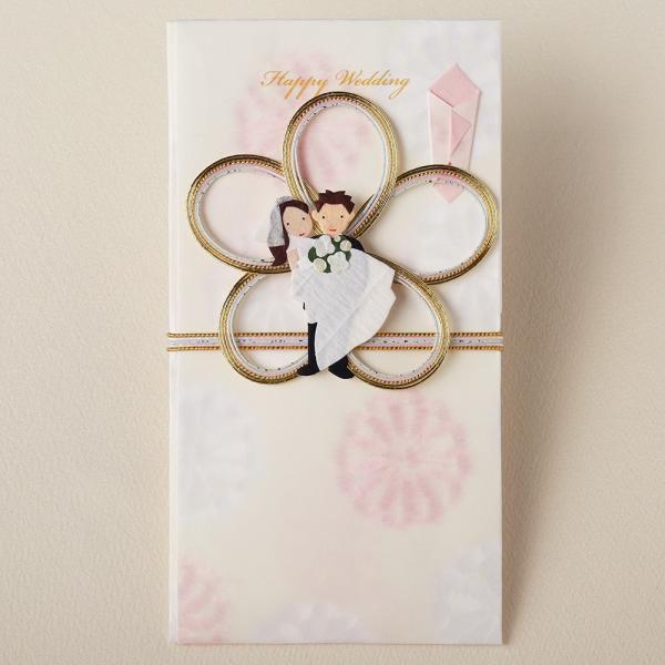 ご祝儀袋 結婚 婚礼のし袋 水引 花 おしゃれ 和紙 切り絵 お祝い袋 寿 日本製 金封/ネコポス対...