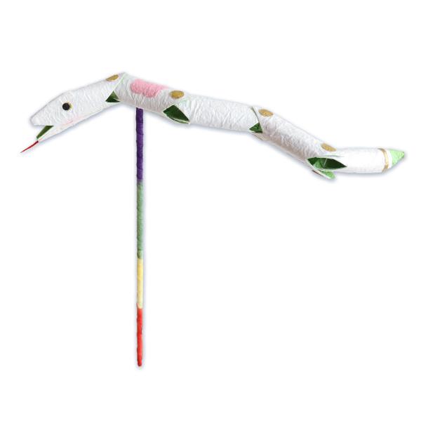 お正月飾り おしゃれ ピック 和紙 枡俵飾り 干支 インテリア ミニチュア めでた棒 白へび/ネコポ...