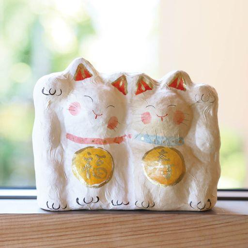 まねき猫 置物 おしゃれ 和紙 開運 縁起物 和雑貨 玄関 リビング インテリア 張り子 なかよし招...