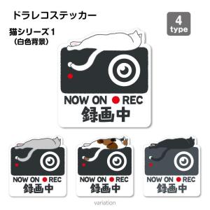 猫シリーズ１（白色背景）ドラレコ　ドライブレコーダーステッカー シール １枚