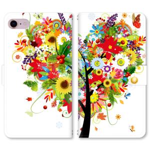 スマホケース 手帳型 iPhone17 iPhoneAir iPhoneSE第3世代 iPhone8 AQUOS GooglePixel Xperia Galaxyなど多機種制作対応 4052_元気の木　ハート