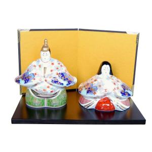 九谷焼 5.5号立雛人形 金花紋 親王飾り コンパクト おしゃれ 平飾り 二