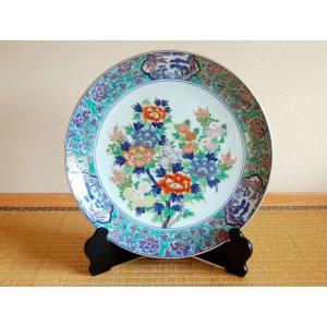 飾り皿 有田焼 竹雀 尺5寸 45cm 皿立て スタンド付 木箱入り : 有田焼