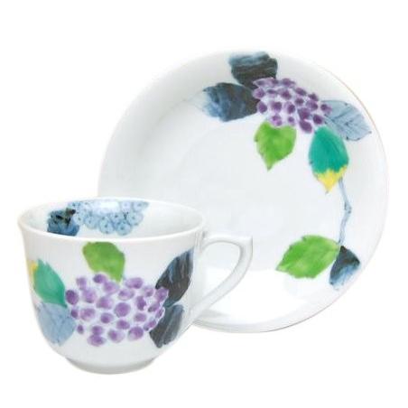 コーヒーカップ ソーサー 有田焼 染錦あじさい コーヒー碗皿