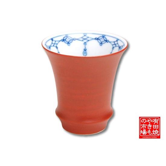 ぐい呑み 日本酒 グラス ぐい飲み おちょこ 有田焼 朱巻瓔珞 （反り型） SAKE GLASS