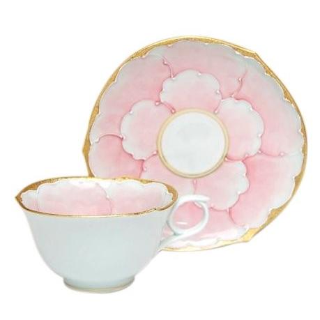 コーヒーカップ ソーサー 有田焼 金濃ピンク牡丹 コーヒー碗皿