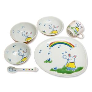 子供食器 陶磁器 有田焼 ギフト箱入り しゃぼん玉 一括６点セット｜onamae