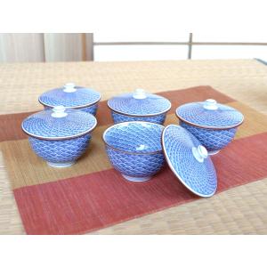 蓋付湯のみ 有田焼き 青海波 5客セット 有田焼 蓋付湯飲み 蓋付湯呑み