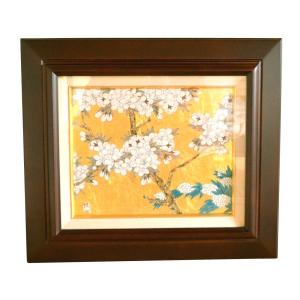 山内一生の紙絵　「さぎ草」 山内一生 「さぎ草」 工藝(小原和紙）4号 額装 花鳥 夏 : 書画肆