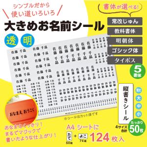 お名前シール 大きめ 透明 /書体が選べる 5...の詳細画像2