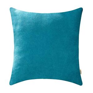 Topfinel クッションカバー リネンっぽい 55×59cm 北欧 おしゃれ 綿麻 無地 ソファ背当て 装飾枕カバー 座布団カバー ブルー 1枚（